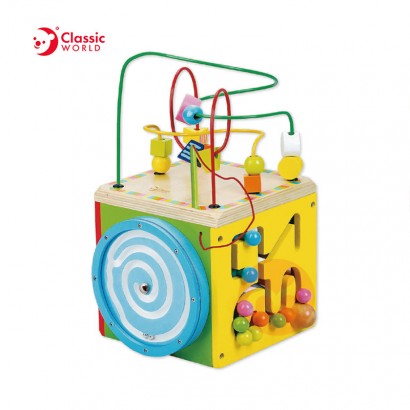 Classic World Fünf -seitens hölzerne Early Education Cube Perle Labyrinth Spielzeug
