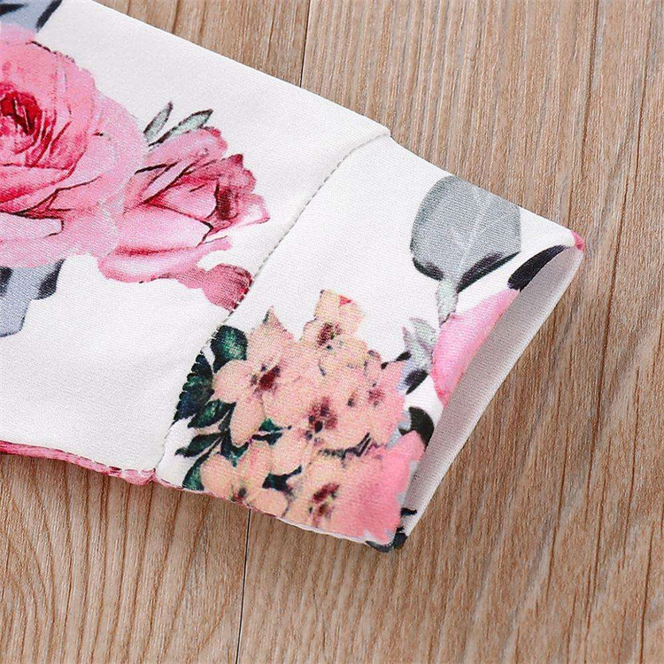 Huanhuan Langärmeliger Baby Jumpsuit in Rosa mit Blumenmuster