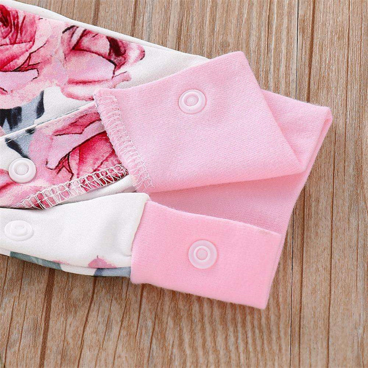 Huanhuan Langärmeliger Baby Jumpsuit in Rosa mit Blumenmuster