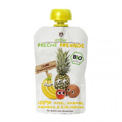 Erdbar Bio Kinderpüree Lutschapfel Banane Ananas Kokos Geschmack*6St 