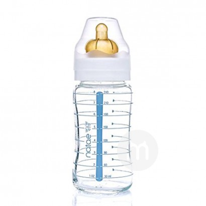 Natae Weithals-Gumminippel Glasflasche 240ml 6-18 Monate 