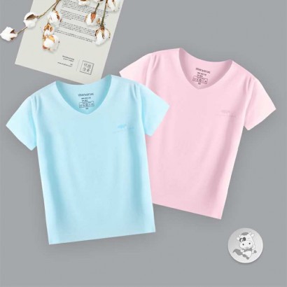 [2 Stück]Verantwortung Jungen und Mädchen Colorful Candy color Cool tracerless casual T-shirt  Blau+Pink