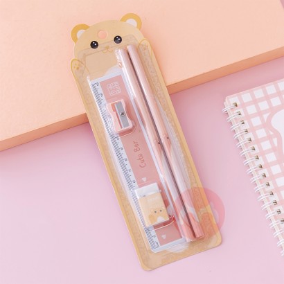 [5 Kisten]Kreatives Briefpapier Set Tier Cartoon Bleistift Nette Lineal Kinder Bleistiftspitzer Schüler Radiergummi Schulbedarf Geschenke