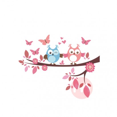 Cartoon Zweig Gast Eule Schmetterling Baum Flur Schlafzimmer Valentinstag Home Wanddekoration Aufkleber