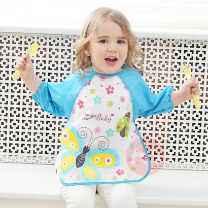 HZ-eco Hz Eco Cartoon Muster Langarm wasserdicht und schmutzabweisend Baby Langarm Lätzchen Abdeckung