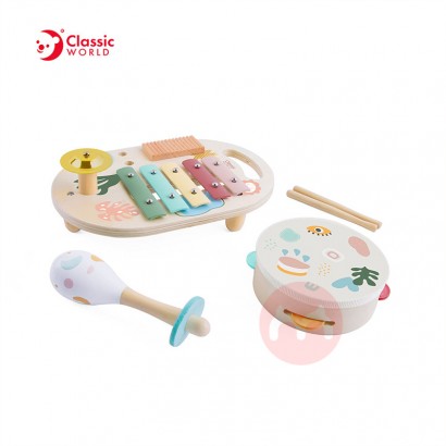 Classic World Hölzerne Handtrommelklavier Kindermusikinstrumentset Set