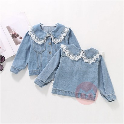 Tami Lace Doll Kragen Baby Mädchen Denim Mantel