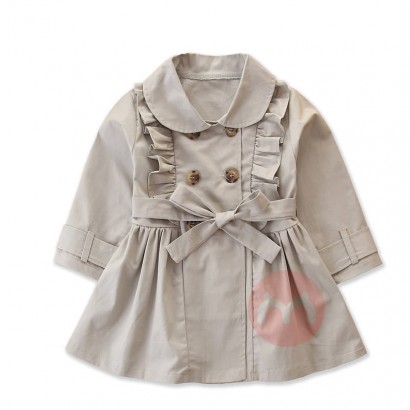 YY Doppelreihiger Gürtel Windbreaker für Mädchen