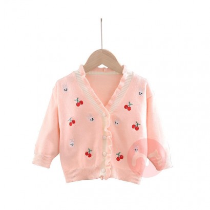 Ivy Süße Kirsche Kaninchen Stickerei Baby Pullover Cardigan