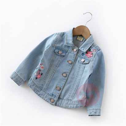 JYS Frühling und Herbst Stickerei Mädchen Denim Mantel