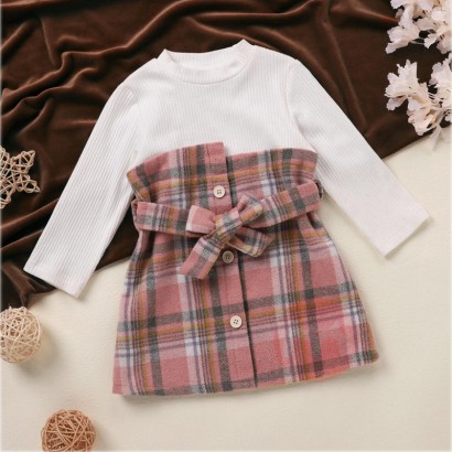 Adorable Langarmiges kariertes Kleid