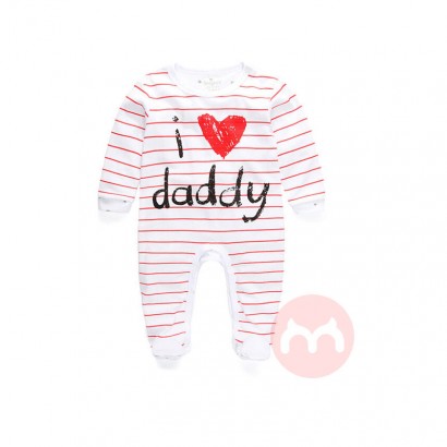 RUNDUO Streifen Buchstaben Cute Langarm Baby Bodysuit