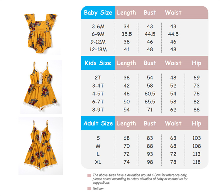OEM Gelbe Onesies Mutter und ich Eltern-Kind Outfits