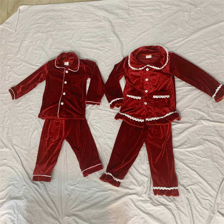 JINXI Samt Rot Weiche Weihnachten Pyjama für niedliche Mädchen
