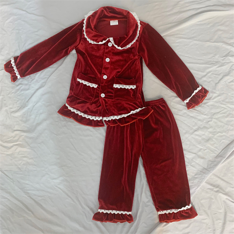 JINXI Samt Rot Weiche Weihnachten Pyjama für niedliche Mädchen