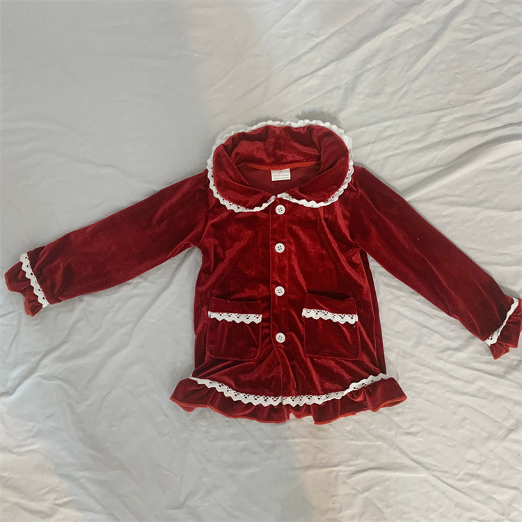 JINXI Samt Rot Weiche Weihnachten Pyjama für niedliche Mädchen