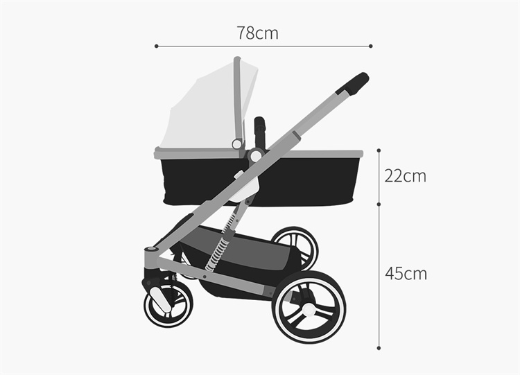 BEBELUX Drei -in -Einen faltbare Babywagen