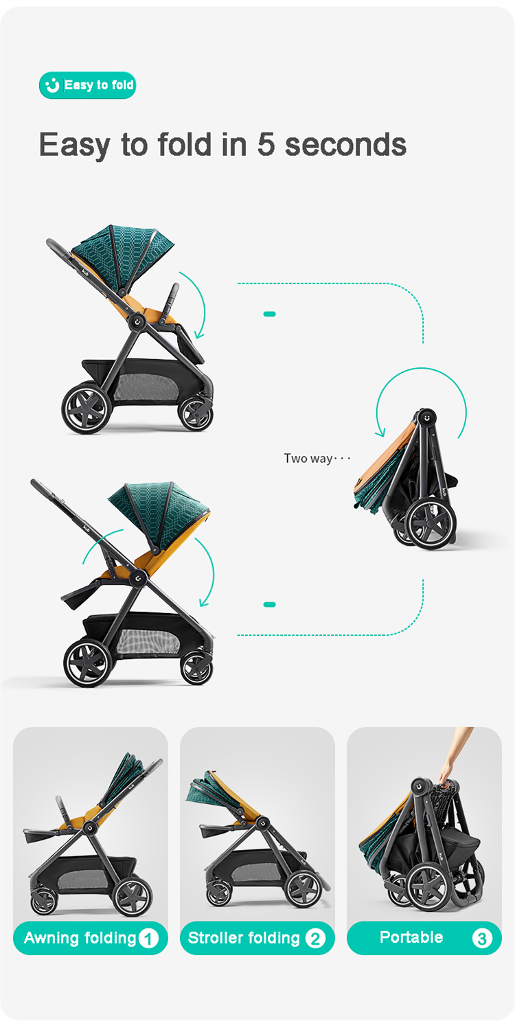 KUB Hoch -Landschaft kann gefaltet und in einem Babywagen sitzen