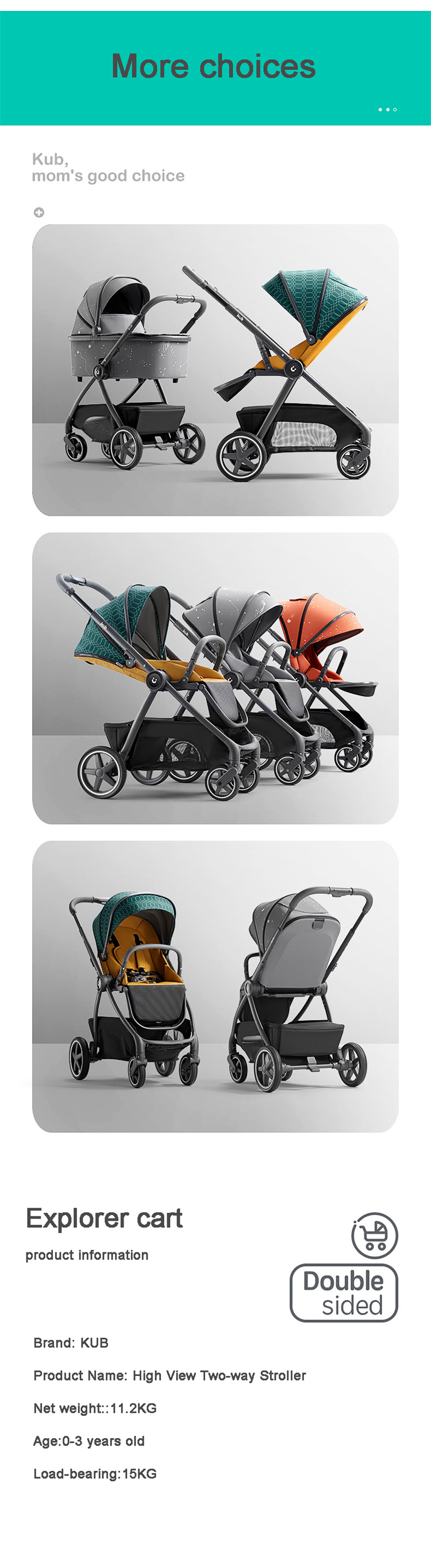 KUB Hoch -Landschaft kann gefaltet und in einem Babywagen sitzen
