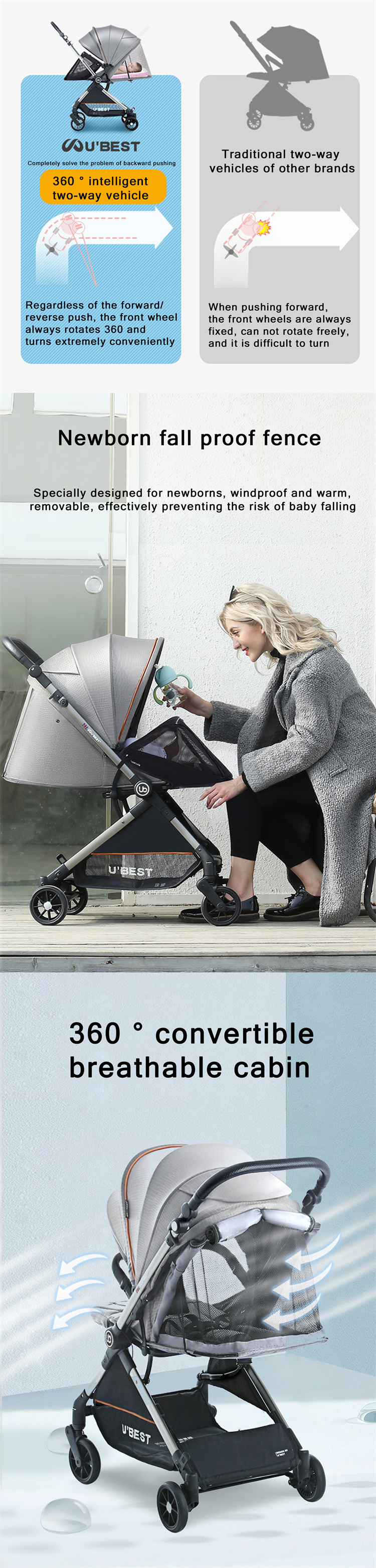 U'BEST High -Landscape kann auf einem tragbaren Babywagen sitzen