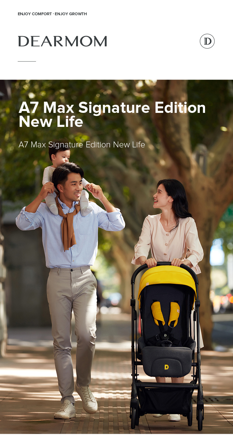 DearMom A7 Light Folding kann auf einem Babywagen sitzen