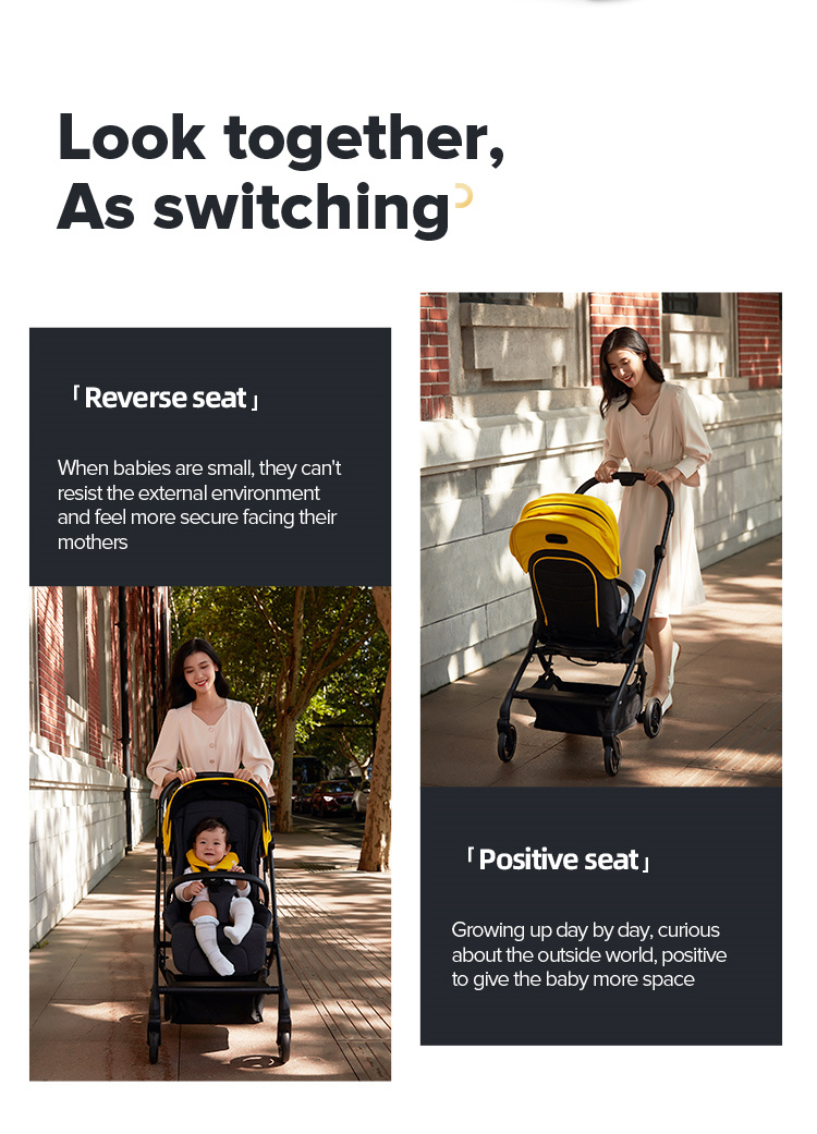 DearMom A7 Light Folding kann auf einem Babywagen sitzen