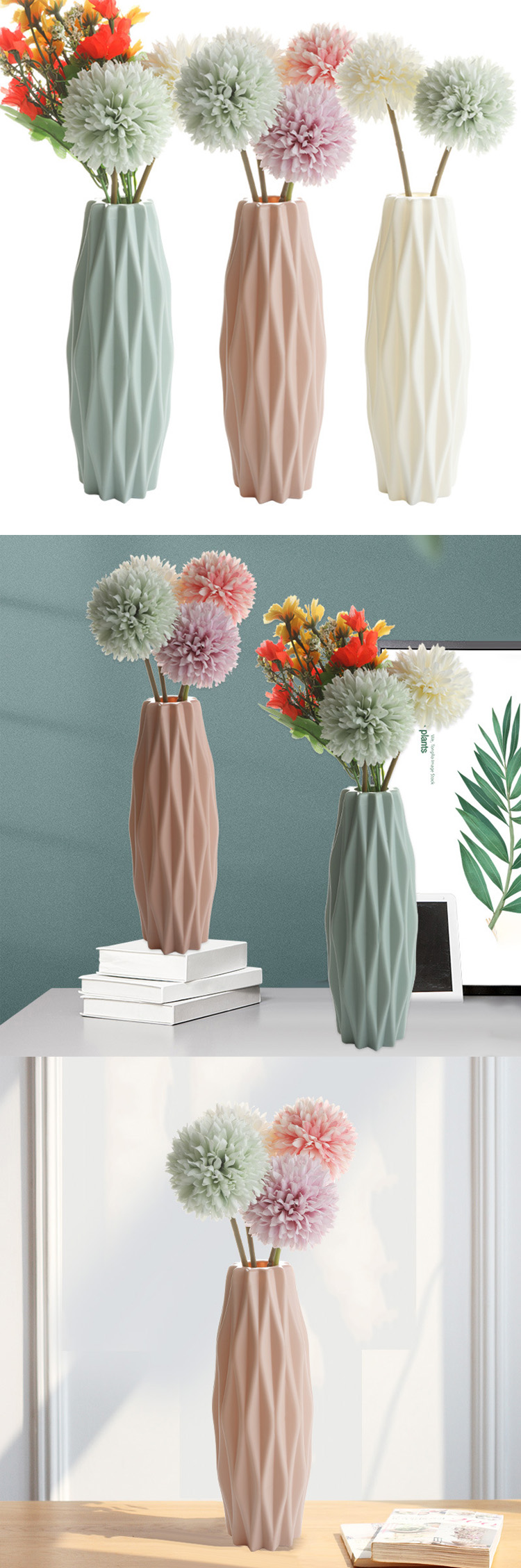 Nordische Plastikvase Kunststoff Vase Dekoration