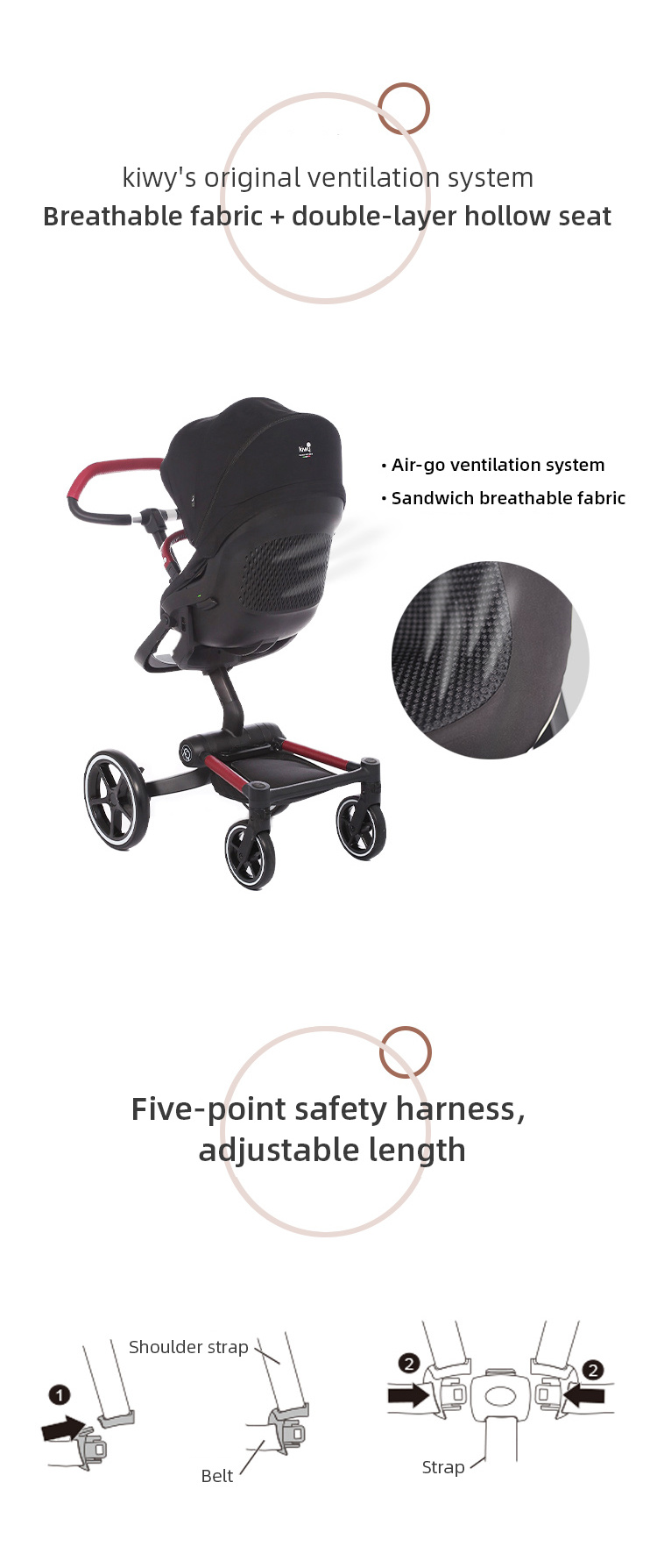 Kiwy Deluxe Folding Multifunktioneller Kinderwagen