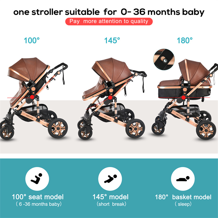 BabyFond Zwei -Way -Faltbarer Luxus -Kinderwagen