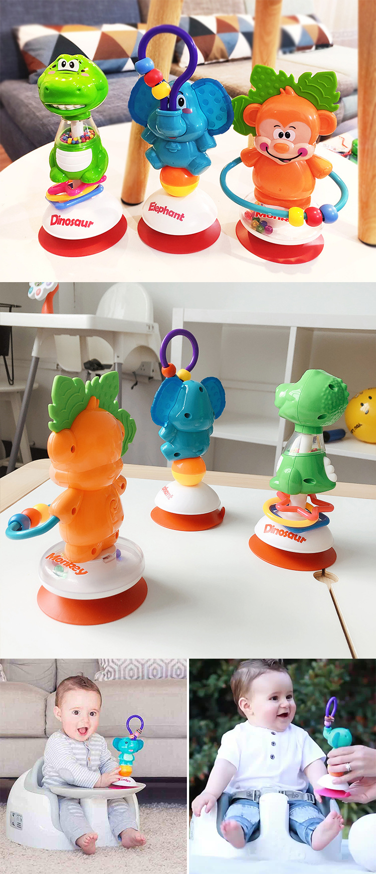 Tririver Kunststoff Baby Rassel Perlen Spielzeug Tisch Sauger Rasseln Säugling Esszimmerstuhl Saug Rasseln Kinderwagen Handheld Saugnäpfe Spielzeug