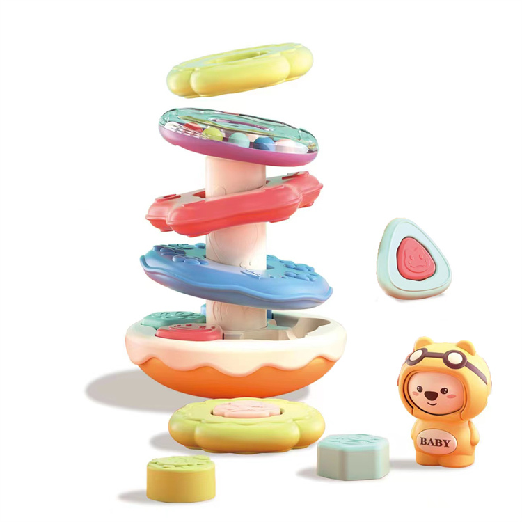 CF Multifunktionale neue Ankunft Kleinkinder Aktivität Musik Tumbler mit bunten Ringe Funktion Kreis Stapelspielzeug