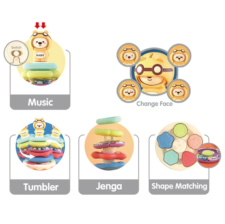 CF Multifunktionale neue Ankunft Kleinkinder Aktivität Musik Tumbler mit bunten Ringe Funktion Kreis Stapelspielzeug