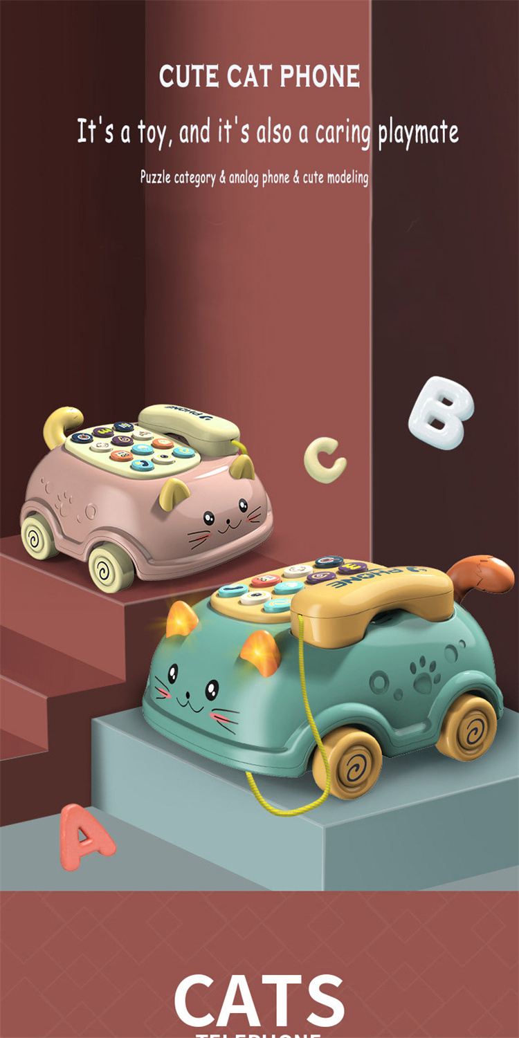 Telefon Auto Spielzeug Kinder Cartoon Multifunktions Zug Linie Katze Telefon niedliche Simulation zweisprachige Geschichte Maschinenspielzeug