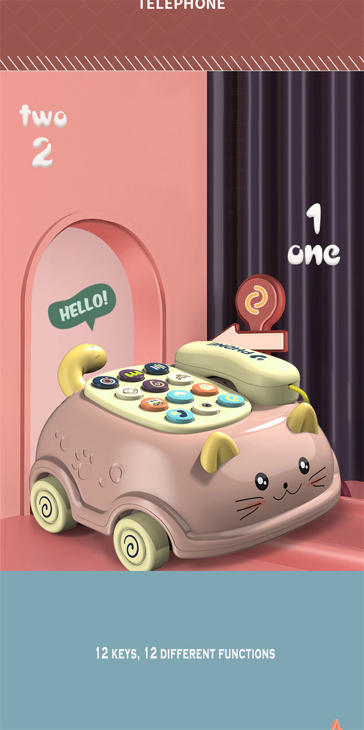 Telefon Auto Spielzeug Kinder Cartoon Multifunktions Zug Linie Katze Telefon niedliche Simulation zweisprachige Geschichte Maschinenspielzeug