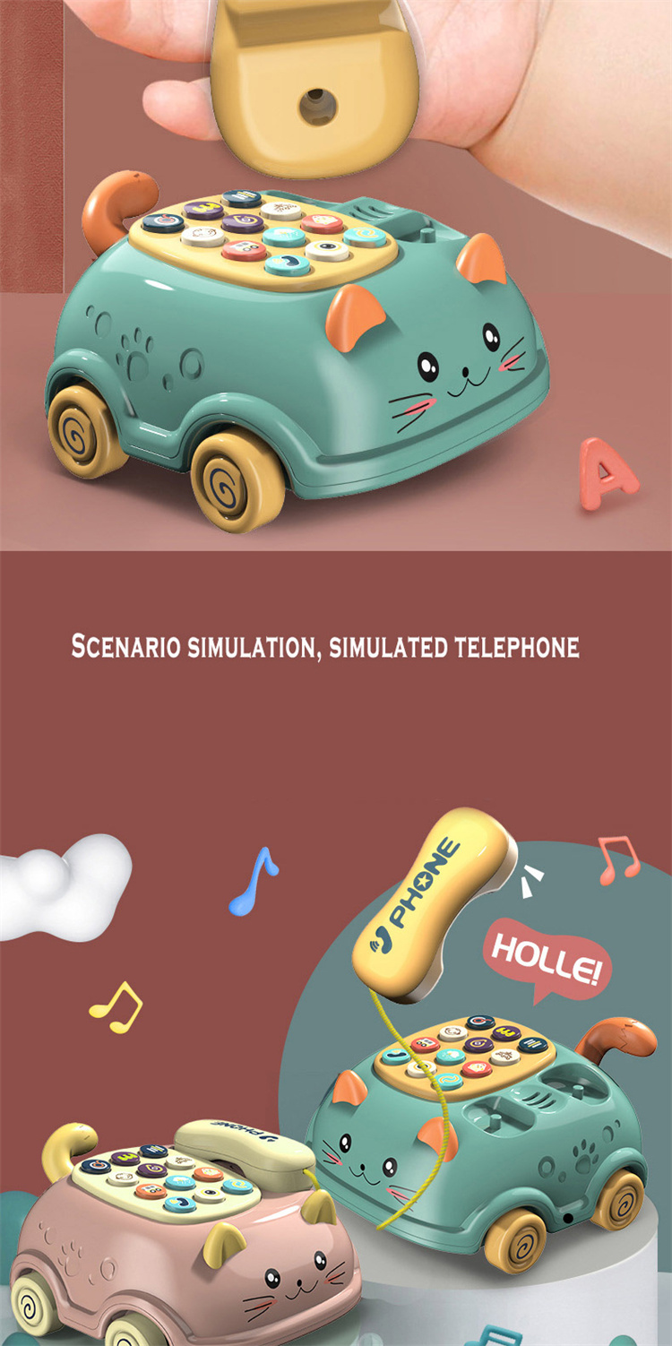 Telefon Auto Spielzeug Kinder Cartoon Multifunktions Zug Linie Katze Telefon niedliche Simulation zweisprachige Geschichte Maschinenspielzeug