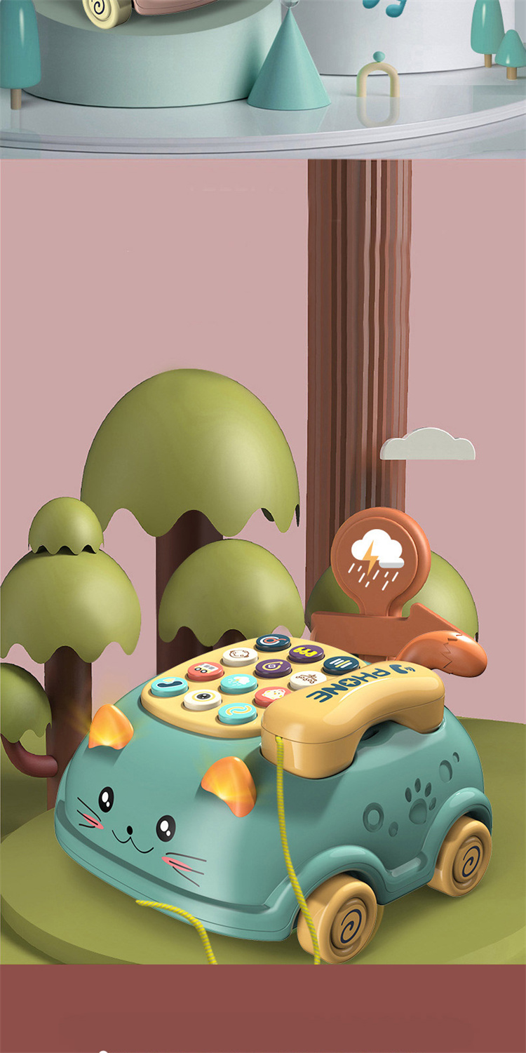 Telefon Auto Spielzeug Kinder Cartoon Multifunktions Zug Linie Katze Telefon niedliche Simulation zweisprachige Geschichte Maschinenspielzeug