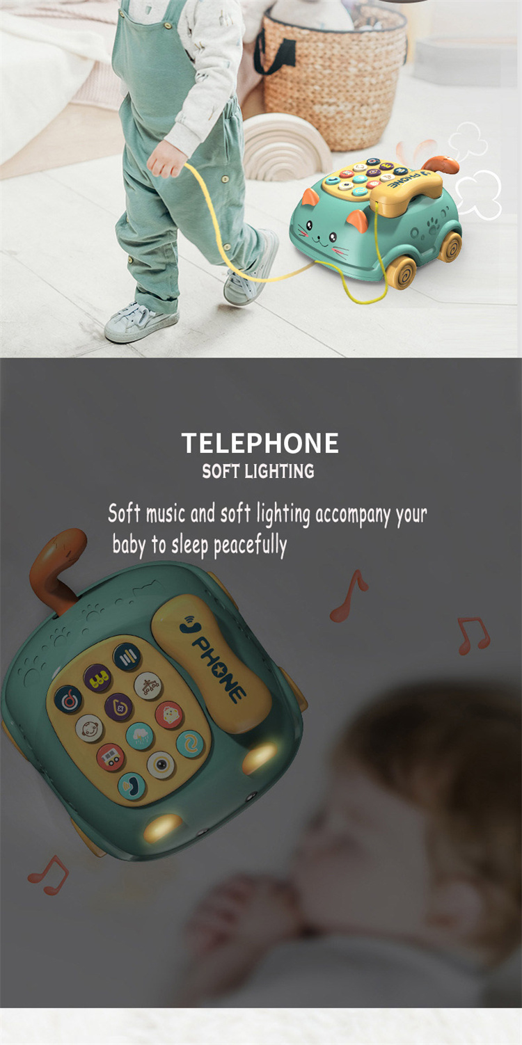 Telefon Auto Spielzeug Kinder Cartoon Multifunktions Zug Linie Katze Telefon niedliche Simulation zweisprachige Geschichte Maschinenspielzeug