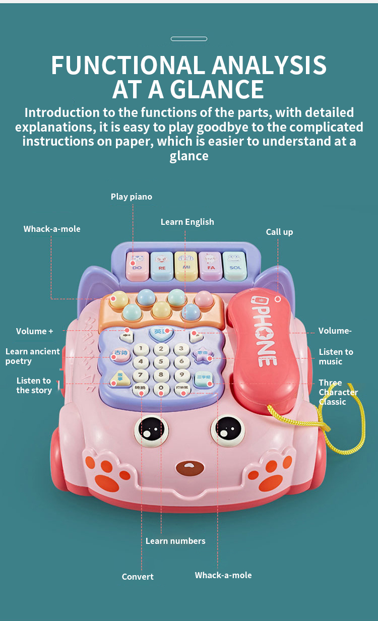 Simulation Baby Telefons pielzeug Kinder Intelligentes musikalisches Telefon Auto Cartoon Early Education Toys