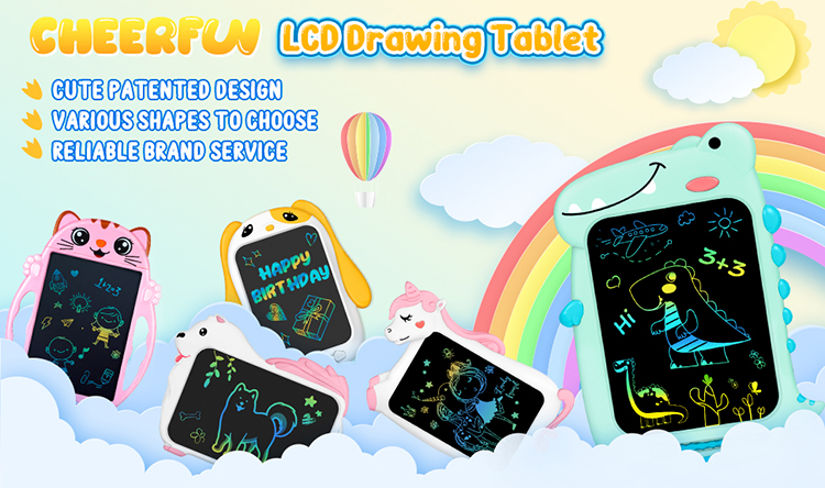 CHEERFUN Geburtstags geschenkset für Kinder Lernspiel zeug Doodle Painting Zeichenbrett Kinder 10 Zoll LCD-Schreibtafel