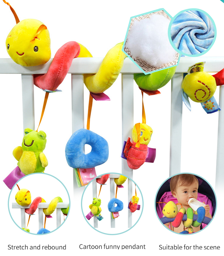 YOUMI Kinderwagen Spielzeug Baby Wurm Krippe Bett um Rassel Glocke Cartoon Insekten Kinderwagen hängen Gefüllte Wrap Spiral Sicherheit Plüschtiere