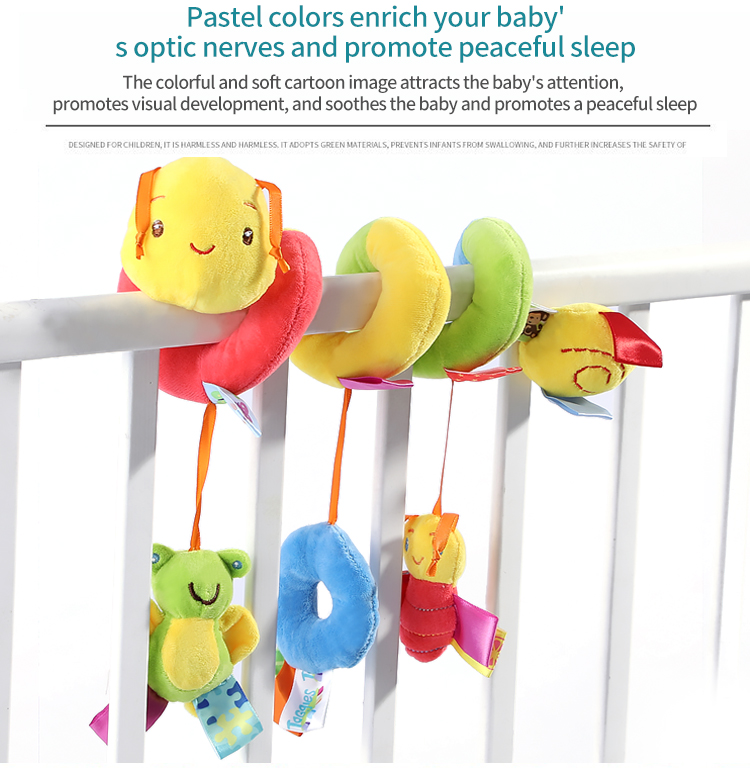 YOUMI Kinderwagen Spielzeug Baby Wurm Krippe Bett um Rassel Glocke Cartoon Insekten Kinderwagen hängen Gefüllte Wrap Spiral Sicherheit Plüschtiere