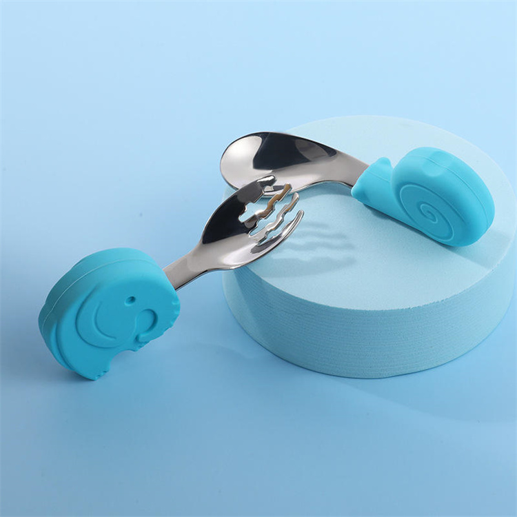 Kurzer Griff Löffel Gabel Set Baby Silikon Weiche Löffel 316 Edelstahl Geschirr Baby Lernen Löffel Gabel