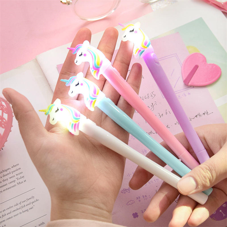 [4 Pakete]Cartoon Einhorn Nettes Mädchen Mädchen Herz Leuchtend Nette Persönlichkeit Schreiben Gel Licht Stif