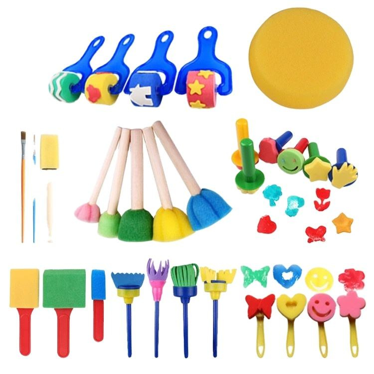 30PCS Kinder Graffiti Werkzeug Roller Schwamm Pinsel Malerei Kind DIY Siegel der Vorschule Kunst liefert Doodle Drawing intelligentes Spielzeug