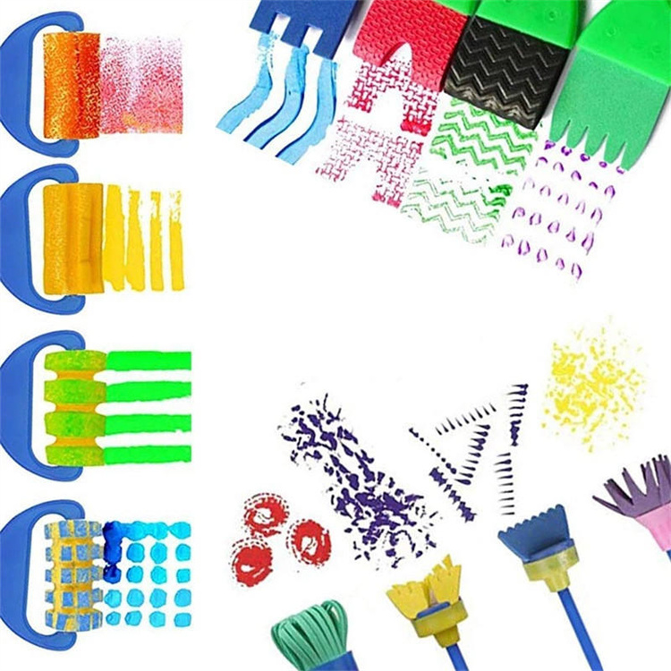30PCS Kinder Graffiti Werkzeug Roller Schwamm Pinsel Malerei Kind DIY Siegel der Vorschule Kunst liefert Doodle Drawing intelligentes Spielzeug