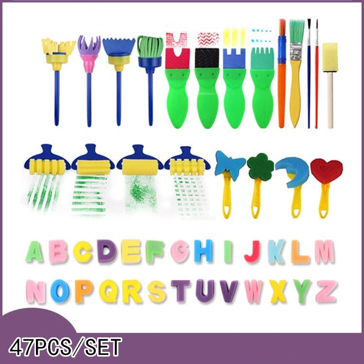 30PCS Kinder Graffiti Werkzeug Roller Schwamm Pinsel Malerei Kind DIY Siegel der Vorschule Kunst liefert Doodle Drawing intelligentes Spielzeug