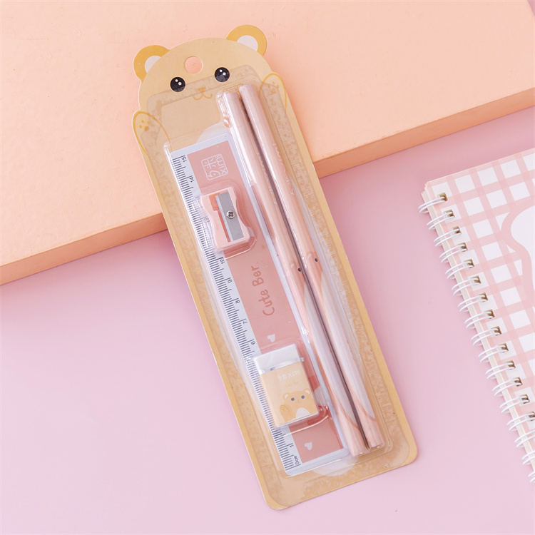 [5 Kisten]Kreatives Briefpapier Set Tier Cartoon Bleistift Nette Lineal Kinder Bleistiftspitzer Schüler Radiergummi Schulbedarf Geschenke