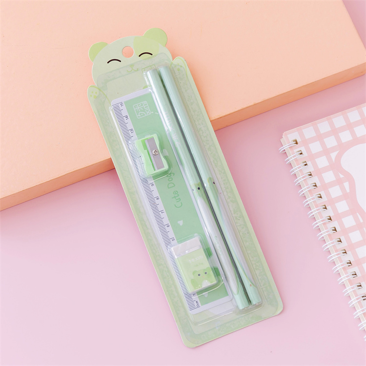 [5 Kisten]Kreatives Briefpapier Set Tier Cartoon Bleistift Nette Lineal Kinder Bleistiftspitzer Schüler Radiergummi Schulbedarf Geschenke