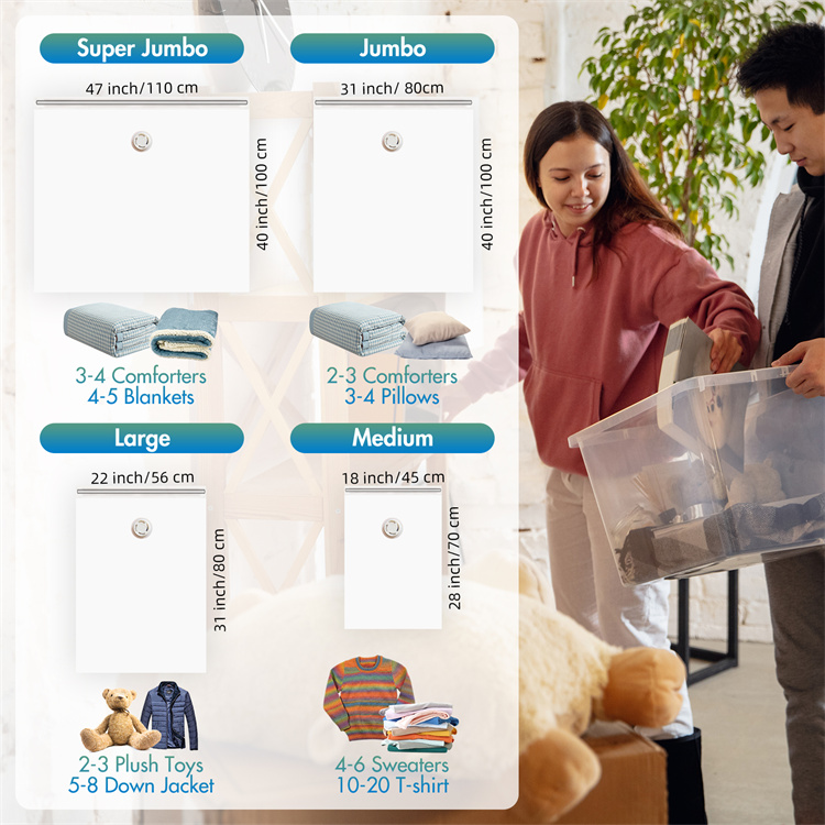 Kleidung und Quilt Transparente Vakuum-Aufbewahrung beutel für Kleidung Kleider schrank Platzsparende Kleidung Vakuum-Aufbewahrung beutel mit Pumpe