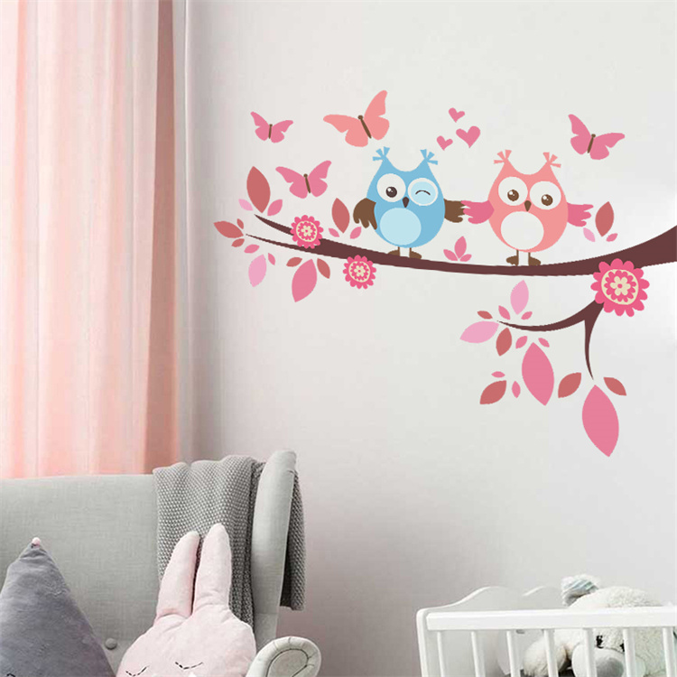 Cartoon Zweig Gast Eule Schmetterling Baum Flur Schlafzimmer Valentinstag Home Wanddekoration Aufkleber
